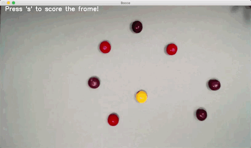 Bocce vision scale model demo with Skittles