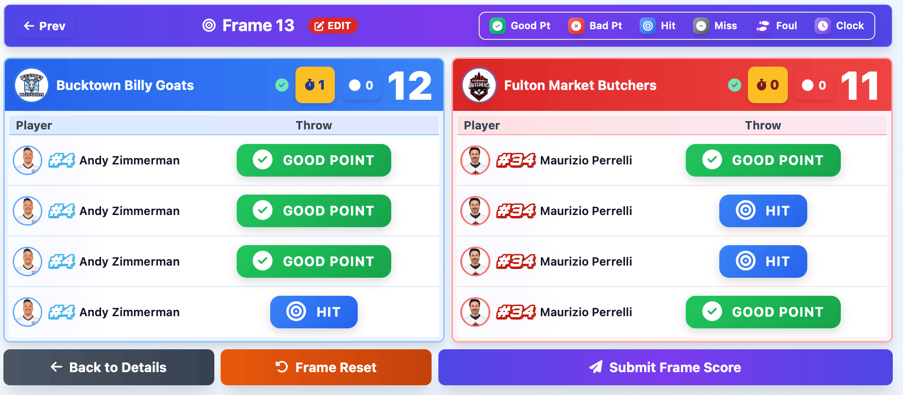 BocceLabs Stats Screen